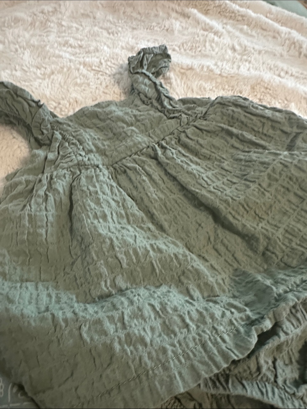 Carter's Green Patterned & Solid Ruffle Tank Dresses - 2pc Set - Picture 3 of 4